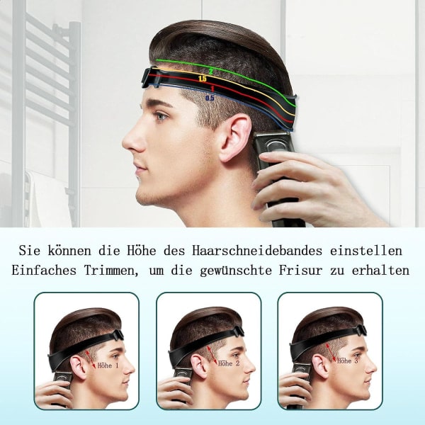 Halsudskæringsbarberingsskabelon og frisørguide, justerbart buet holdbart silikonehårbånd til DIY-hårklipninger Tone- og tilspidsningsguide til klip Black