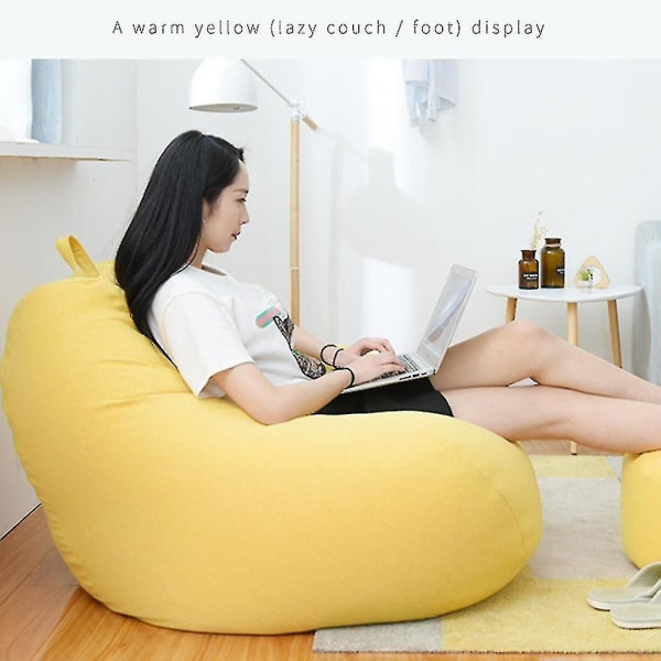 Upouusi erittäin suuret säkkituolit sohvasohvan cover sisätiloissa laiska lepotuoli aikuisille lapsille Hotsale! (vain säkkituolien päälliset) 90 * 110cm Yellow