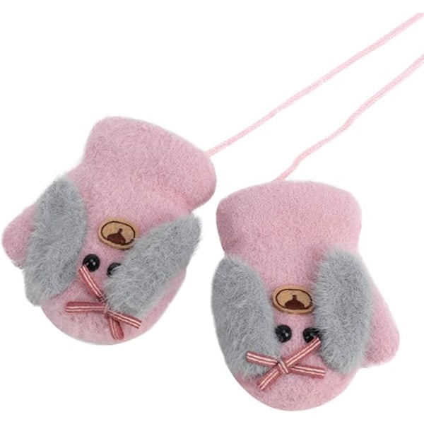 Baby och småbarn varma vantar magiska stretch vantar handskar på snöre pojkar flickor stickade vantar tjockna fleecefoder nyfödda vantar helfingerhandskar