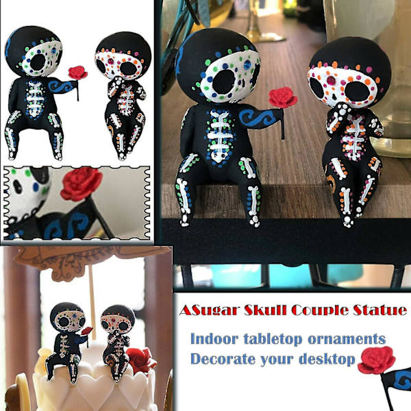 3d Fantastiske Alien Statuer Legetøj Figur Sukker Kranie Model Par Håndmalet Resin Figur Hs