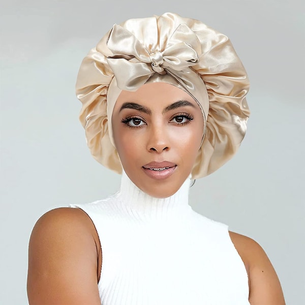 Satin Bonnet Silk Sleep Cap Hair Bonnets For Black Women Stretchy Tie Band Hair