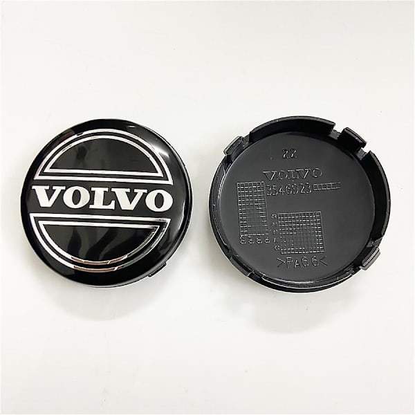 Modifierade navkapslar, standard navkapsel i ABS-plast, 64 mm, lämpliga för Volvo, silver (fyrpack)