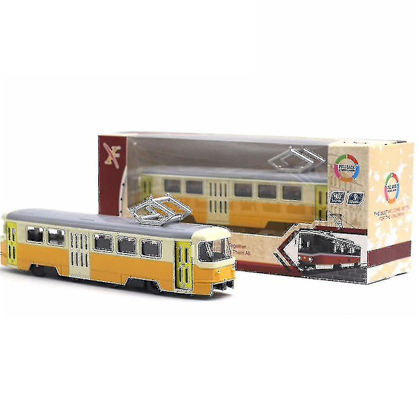 Togsporvogn Die-cast Lekebil Musikk Lysende Barneleke Høytidsgave Yellow Grey
