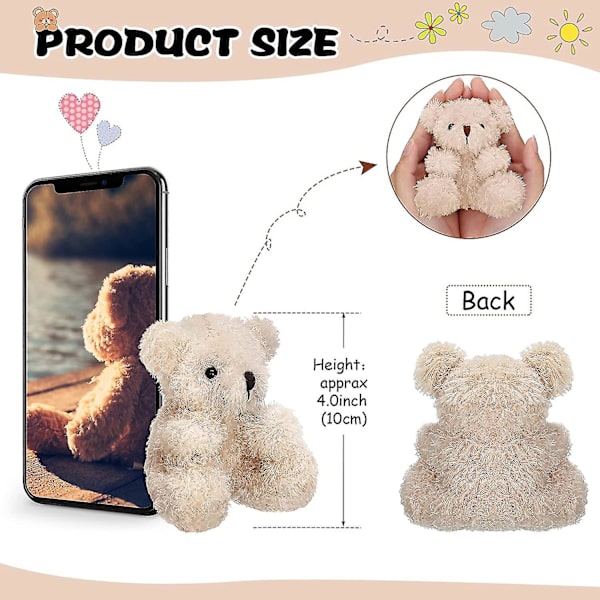 6 stycken Mini Teddybjörn Liten Björnar Bulk 4 tum Plyschdjur Leksak Liten Mjuk Björndock Teddybjörn Brun Aprikos För Babyshower Födelsedag Examen