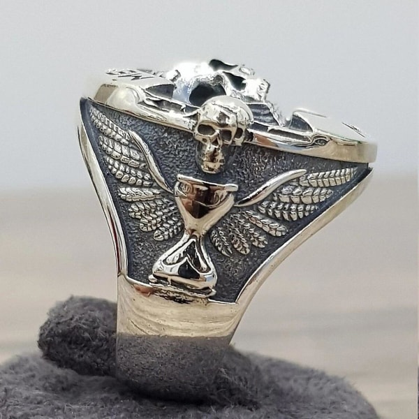 Memento Mori Skull Sterling hopea Sormus metalliseos sähkölevy Unisex Skull Sormus 10