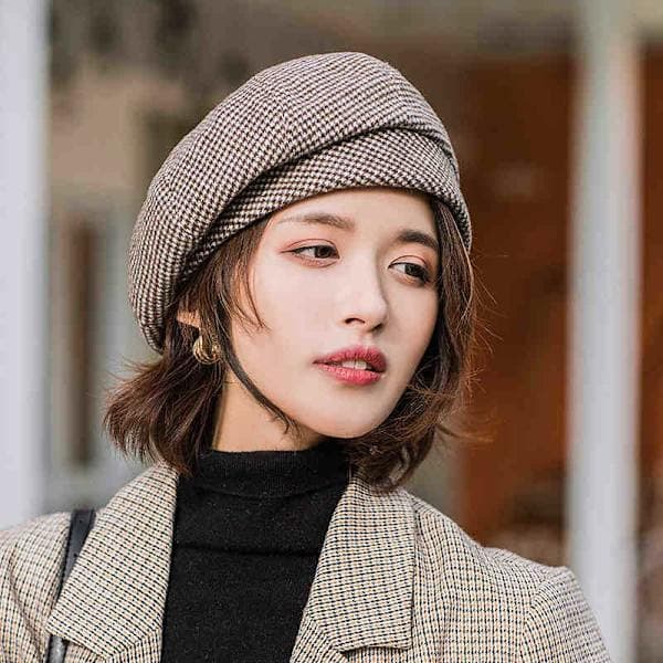 Vinterbaret Hat Kvinder Koreansk Stil Kvinder Baret Baret Kjole Hat Vinter Hat Komfortabel og Varm til Forår/Efterår/Vinter kaffe coffee