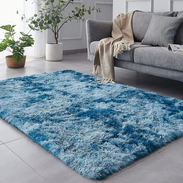 Super blødt vintervarmt tykt tæppe til stue plysset tæppe børneværelse soveværelse fluffy gulvtæppe hjem indretning shaggy tæppe fløjlstæppe 40X60cm Dark Blue