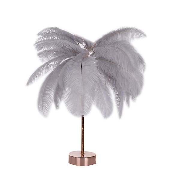 Fjær bordlampe, fjær LED nattlampe med fjernkontroll for soverom bryllup gray