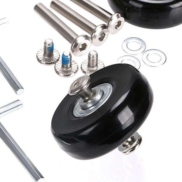 4-pakning med utskiftbare svingbare gummihjul til kofferter, 45 x 18 mm