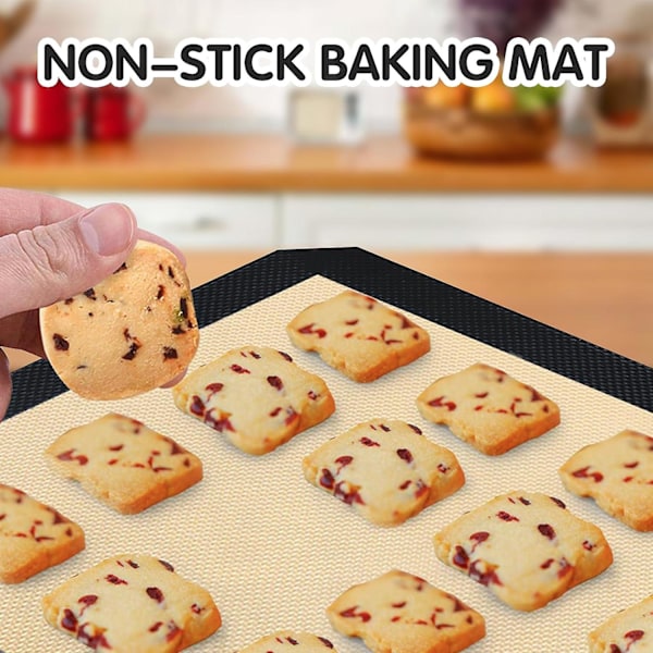 DWW-2 Stk. Silikone Bagemåtter 30 x 40 cm (Sort), Genanvendelig Non-stick Silikone Bagemåtte til Brød, Småkager