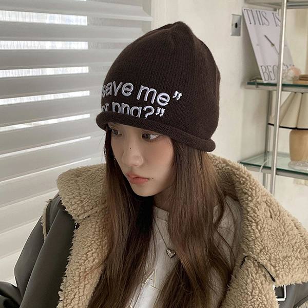 Y2k Beanie Huer Strikket Uld Hat Brev Jacquard Hat 2000s Søde Mænd Kvinder Unisex Skull Cap Ski Cykling Udendørs style 1