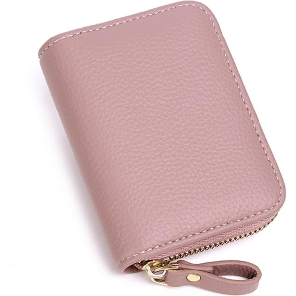 Kvinders kreditkortholder, lille RFID-blokerende damepung med lynlås i rustfrit stål Læder harmonika Pink tegnebøger etui til kvinder (ROSA)