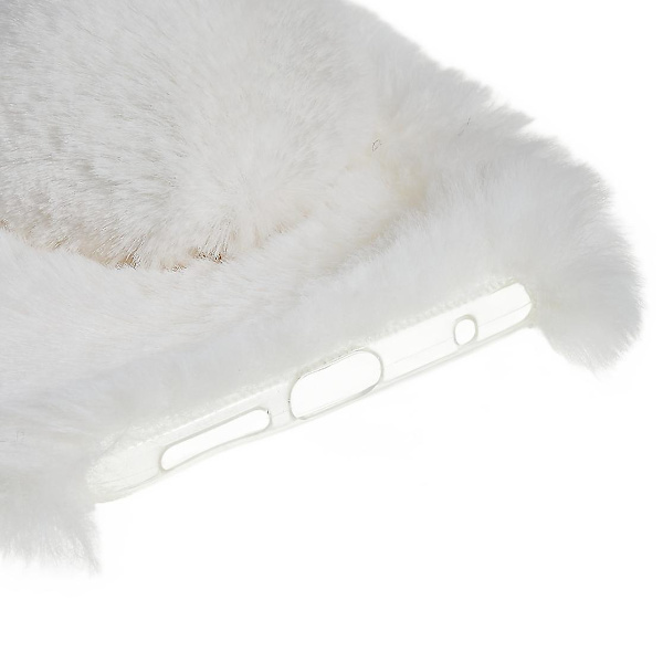 För Xiaomi Redmi Note 11 4g (qualcomm) Fuzzy Fluffy Bunny Ear Case Mjuk Plysch Flexibel Tpu Strass Dekor Baksida White