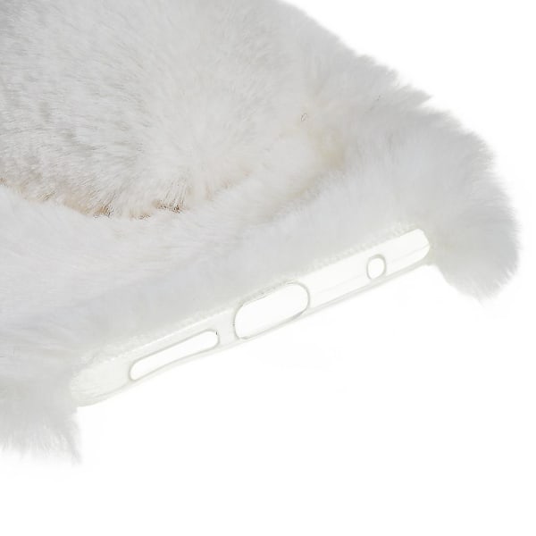 Xiaomi Redmi Note 11:lle 4g ​​(qualcomm) Fuzzy Fluffy Bunny Ear Case Pehmeä Pehmo Joustava TPU tekojalokivi Decor Cover White
