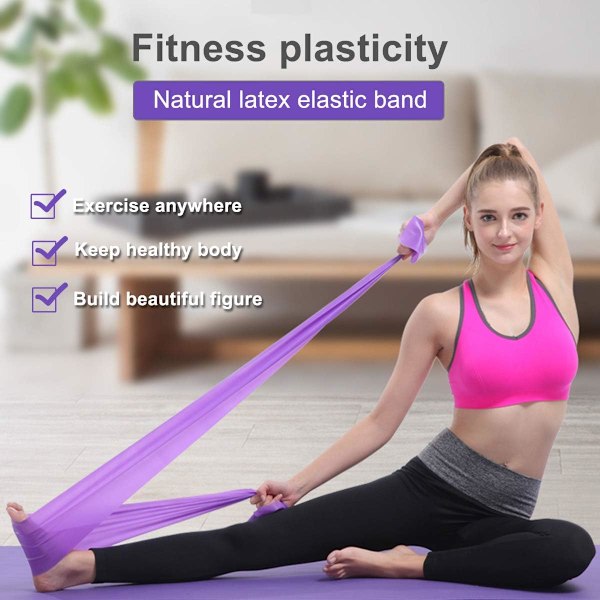 2 st 1,5 m elastiska motståndsband för träning, unisex motståndsband för träning, idealiska för pilates, yoga, rehabilitering, stretching, balett, styrketräning