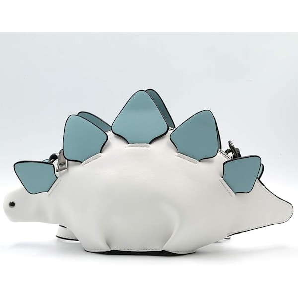 Dinosaurie axelväska, PU Stegosaurus CrossBody väska för flicka kvinnor A-white