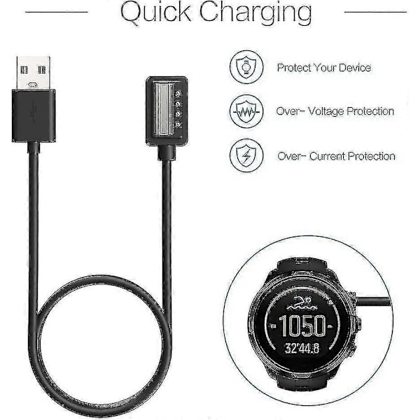 Charger Magnetic USB Cable 100cm Compatible with Suunto 9 D5 Spartan Ultra HR Sport Wrist HR Eon Core