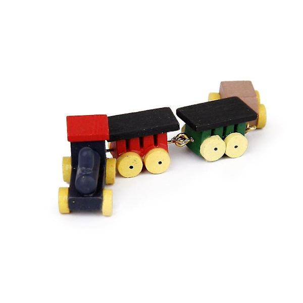 1/12 Nukkekodin Miniatyyri Puinen Vaunu- ja Junaleikkiseti
