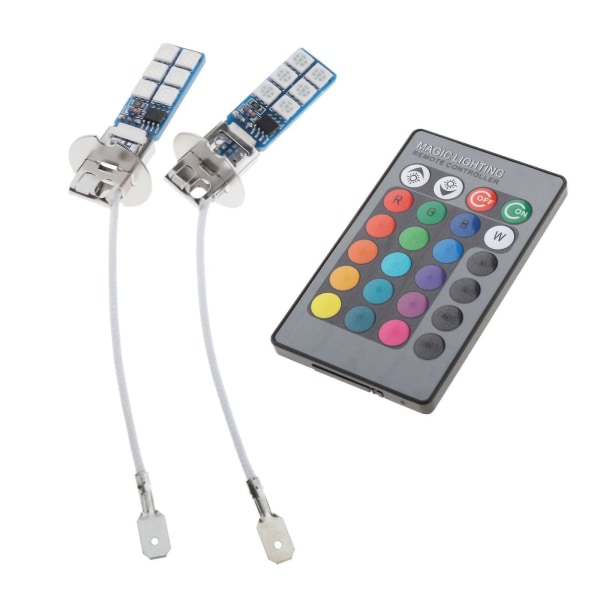 2 st 880 881 H1 H3 RGB LED-bilstrålkastare dimljuslampor H3-kontakt