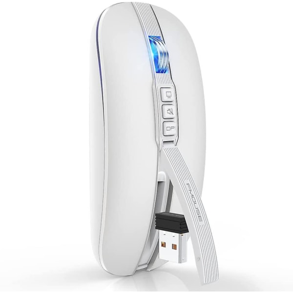 Annet hjemmeautomatiseringstilbehør Silent Wireless Mouse, Slim Silent Mouse med USB-mottaker, trådløs og Bluetooth 5.1 Dual Mode 2400 Dpi, Quick Mute