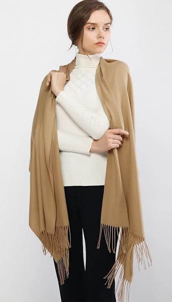 Dametørklæder Pashmina-sjal og -omslag til bryllupstørklæder til kvinder Vinter (Kamel)