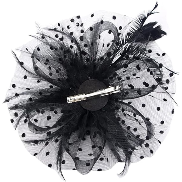 Fascinators Hat for Women Ladies Wedding Fascinators Tea Party Hat Flapper Pillbox Hat Ascot Race Hat Feather Flower(musta)