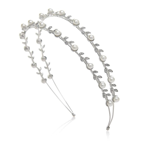 Perlebryllup pandebånd sølv dobbeltbånd brude hovedbeklædning Crystal tiara kvinder hår tilbehør til kvinder