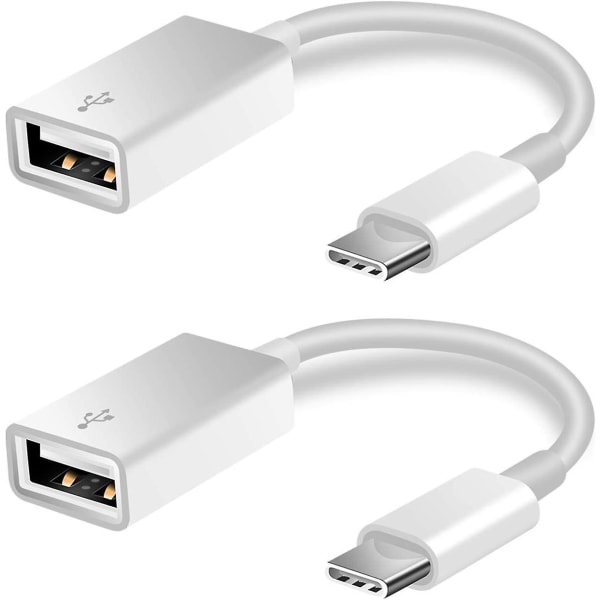 2-paks USB C til Usb 2.0-adapter Type-c Otg-kabel Type C hann-til-usb en hunn-adapter