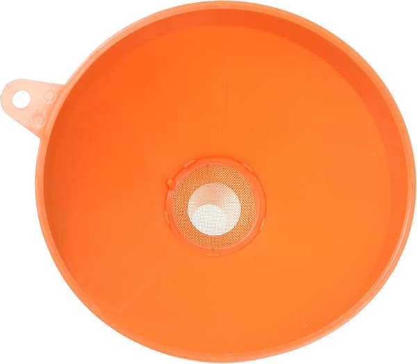 Suppilo suodattimella, oranssi, 25 cm