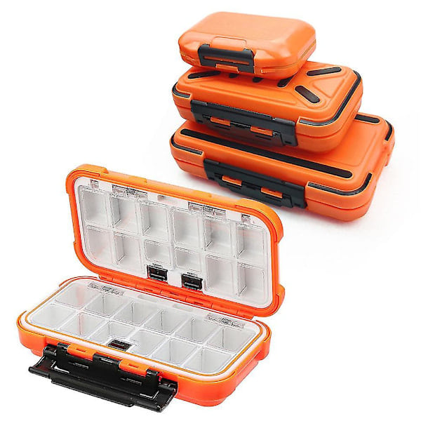 Vanntett fiskeutstyrsboks med dobbeltsidig agnlokk, fiskekrokboks, oppbevaringsboks for karpefluetilbehør [db] Orange