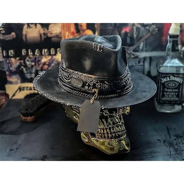 Cowboyhat til mænd i punk-stil - Western cowboyhat med dødningehoved