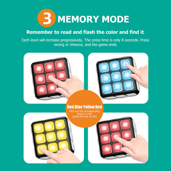 Ny design blinkande kub-minnesspel LED-blinkande pusselkub Sensory Fidget Cube med 5 hjärnspel Lyser upp Handhållen Cube Fidget Toy For Stre A
