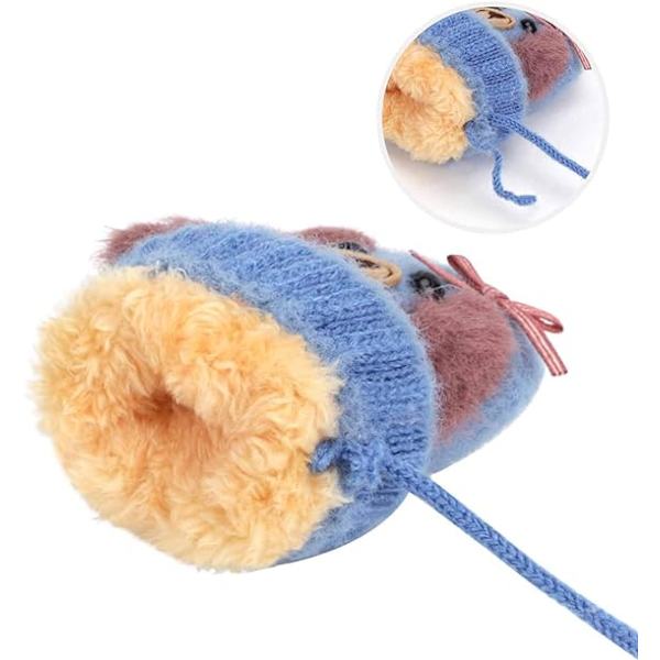 Baby och småbarn varma vantar magiska stretchvantar handskar på snöre pojkar flickor stickade vantar tjock fleecefoder nyfödda vantar helfingerhandskar