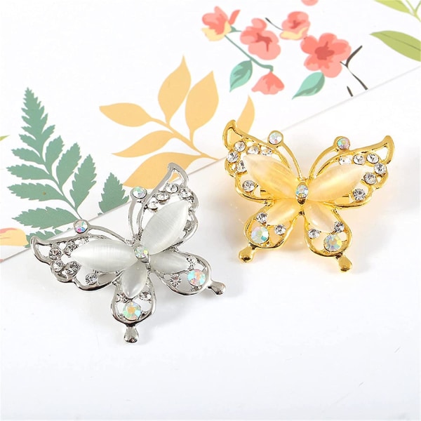 Sommerfugl Brosche Pins Chic Romantisk Elegant Rhinestone Krystal Insekt Brosche Pin Kvinder Corsage Tørklæde Sjal Beklædningstilbehør Bryllupsfest Banket