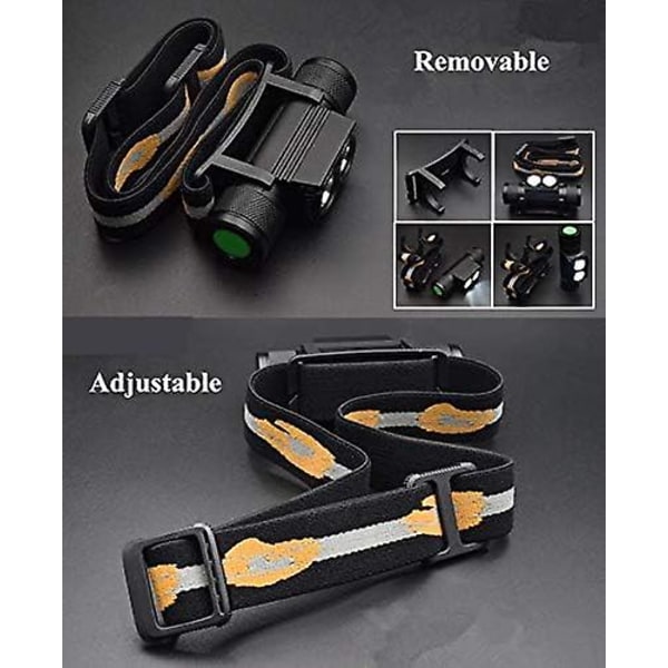 1200 Lumen Genopladelig Pandelampe 2x Xml-l2 Led Pandelamper Letvægts Og Vandafvisende Aftagelig Pandelampe Med Batteri Til Vandreture / Camping / Fiskeri