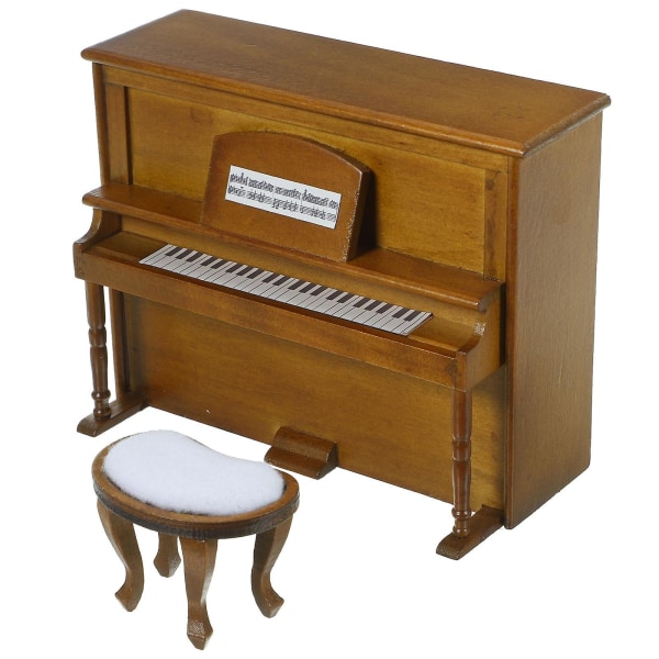 1 sett med miniatyrpiano og krakk Miniatyrhusmøbelmodell Minihus-pianokrakkfigur As Shown 13X5.5X10.3cm