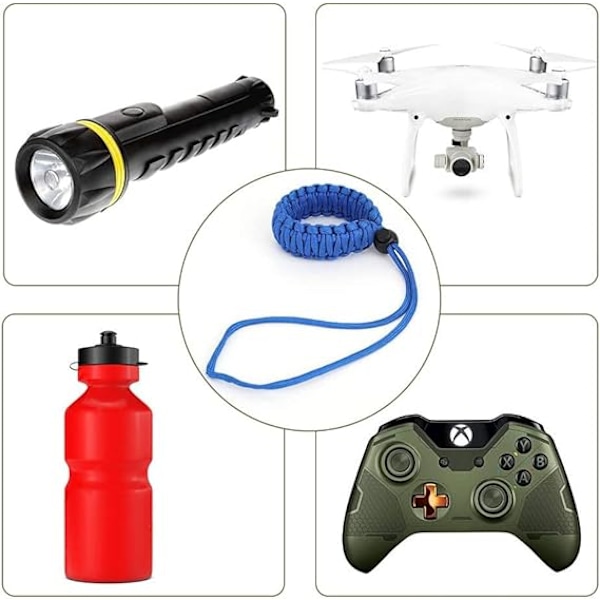 Universell flätad rem för videokamera (2-pack) – Justerbar Paracord bekväm utomhusaktivitet fläkt överlevnad och äventyrsarmband Black & Blue One Size