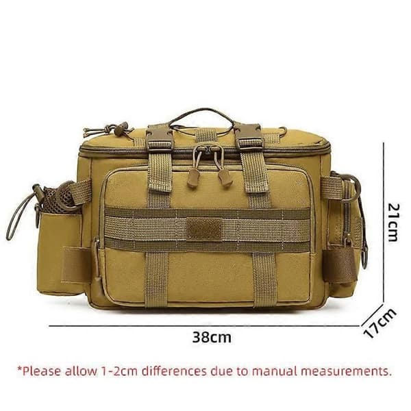 Fiskebag, skulderveske, multifunksjonell campingbag for fiske (khaki)