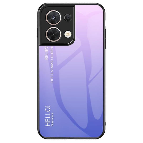 För Oppo Reno8 5g Gradient Telefonfodral Härdat Glas+hård PC + Mjuk Tpu Slitstarkt Skyddande Skal Gradient Pink Purple