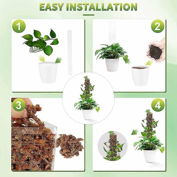 4 st Plant Moss Pole Plastram Stackable ihålig design stativ för sköldpaddor Moss Pole vit