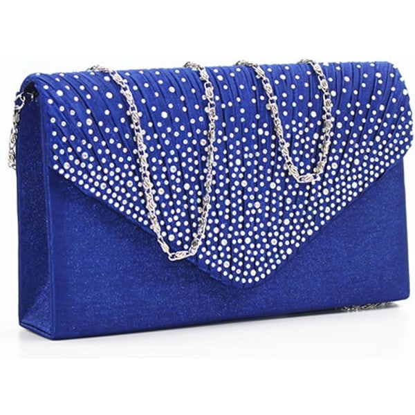 Kvinde Diamante Kuvert Clutch Taske Aften Håndtaske Pung Bryllup, Brudepige, Prom, Fest Skuldertasker(Royal Blue)