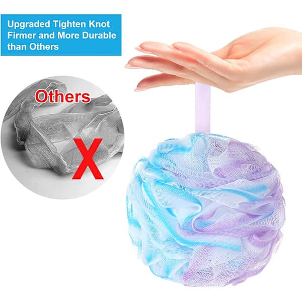 Duschpuff Loofah 75g/st Extra Stora Duschpuffar Duschsvamp Dusch Scrunchie Kroppspuff Dusch, Set med 4, Blomfärg