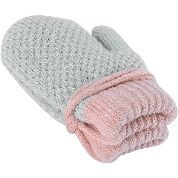 Toddler Baby Söt Stickad Vantar med Snöre Varma Vantar Flickor Hängande Hals Full Finger Vantar Tjockare Varma Kashmirfoder Vantar Vinterhandskar