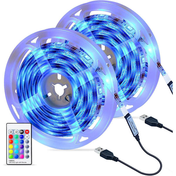 LED-remsa [2 x 3 m], 5050 RGB vattentät LED-remsa med IR-fjärrkontroll, 16 färger och 4 lägen Ljus