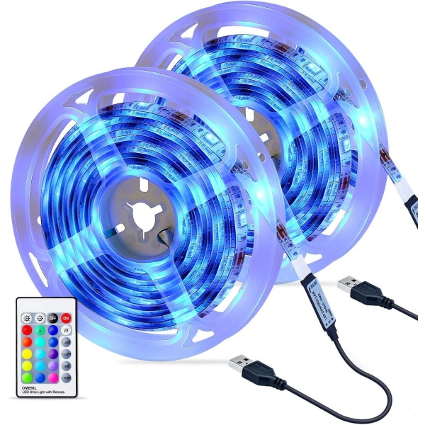 LED-stripe [2 x 3 m], 5050 RGB vanntett LED-stripe med IR-fjernkontroll, 16 farger og 4 moduser lys