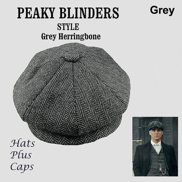 Ny herremode Peaky blinders hat Herre Newsboy kasket Uldblanding Sildebens Tweed vinterhat Varm Black  White
