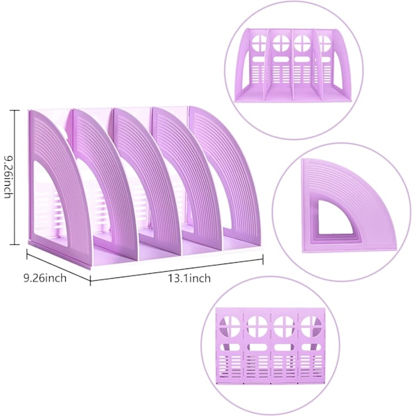 Työpöydän tiedostojärjestäjä, työpöydän lokero avoin lehtiteline muovipidikkeet kehykset tiedostojakajat asiakirjakaappi teline näyttö- ja säilytysjärjestäjälaatikko Noble Purple