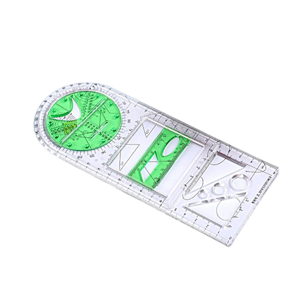 Multifunktionell geometrisk linjal Geometrisk ritmall Mätverktyg för skolmaterial Transparent Green
