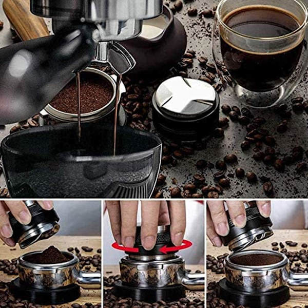 Rustfrit Stål Aluminium Legering Kaffefordeler, 51mm 2 i 1 Nivellering & Tamper, Kaffe Tamper, Espresso Fordeler, Justerbar Dybde Begge Sider (51mm)