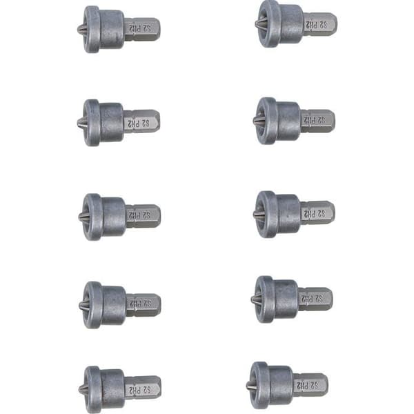 50408 Bitssett med dybdestopp for gipsplater, 6,3 mm (1/4\") utvendig sekskant, PH2 krysshode, 10 stk